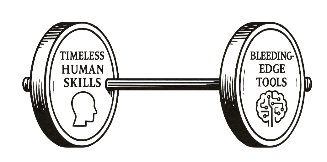 Barbell diagram: Human Leverage ↔ AI Tech